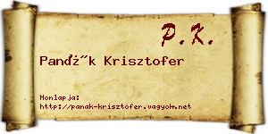 Panák Krisztofer névjegykártya